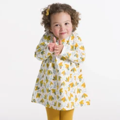 Robe Oiseaux Molleton Léger Et Legging Jaune Bébé Fille -KIALLA Vetements Magasin 0530567 800