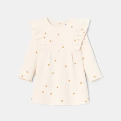 Robe En Molleton à Manches Volantées Rose Bébé Fille Absorba