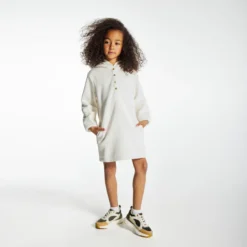 Robe Sweat-shirt à Capuche Blanche Fille