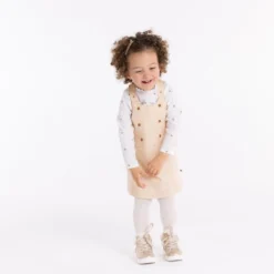 Robe Salopette Denim à Pois Blanche Bébé Fille