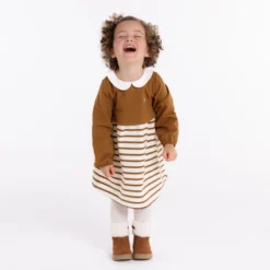 Robe 2 En 1 En Molleton Marron Bébé Fille