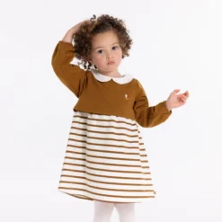 Robe 2 En 1 En Molleton Marron Bébé Fille -KIALLA Vetements Magasin 0540116 800