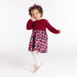Robe Bi-matière Maille Et Seersucker Rose Bébé Fille -KIALLA Vetements Magasin 0540117 800 1