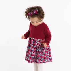 Robe Bi-matière Maille Et Seersucker Rose Bébé Fille -KIALLA Vetements Magasin 0540118 800