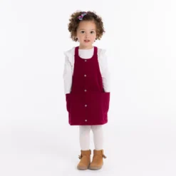 Robe Salopette En Velours Côtelé Rose Bébé Fille
