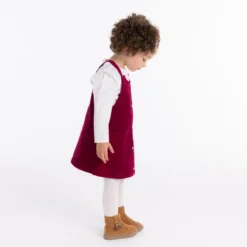 Robe Salopette En Velours Côtelé Rose Bébé Fille -KIALLA Vetements Magasin 0540130 800