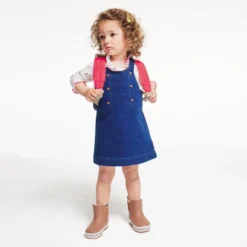 Robe Salopette Denim Bleue Bébé Fille