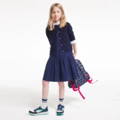 Robe Chasuble Plissée Bleue Fille