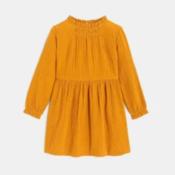 Robe En Gaze De Coton Orange Fille -KIALLA Vetements Magasin 0548213 800