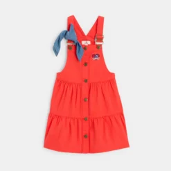 Robe Salopette Denim Fille Rouge Chipie