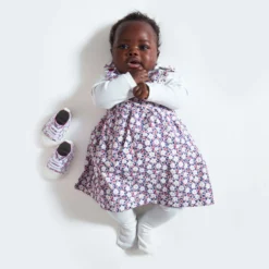 Robe à Bretelles En Velours Fleuri Et Body Rose Naissance