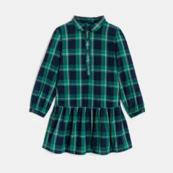 Robe à Carreaux écossais Marine Et Vert Fille -KIALLA Vetements Magasin 0552368 800